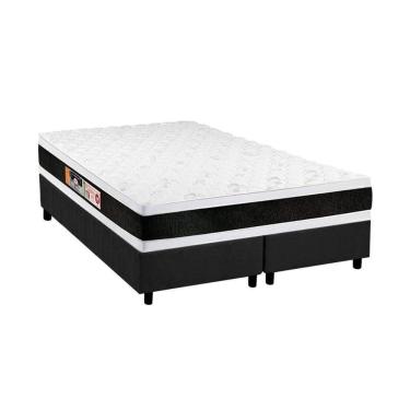Imagem de Cama Box King: Colchão Espuma D45 Black E White Double Face + Base Crc Suede Gray(193x203)