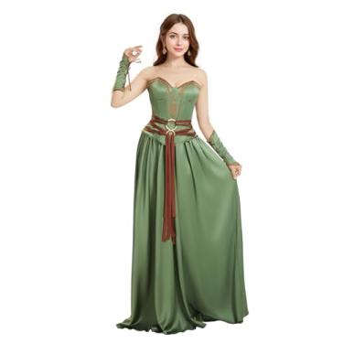 Imagem de daizbella Medieval Renaissance Dress Medieval Viking Warrior Corset Skirt Rose Satin Women's Costume Set