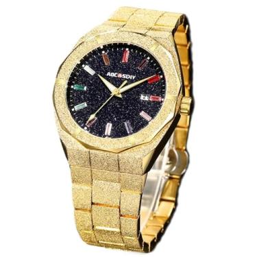 Imagem de DAXIAOYU Relógios masculinos de luxo de aço inoxidável de quartzo relógio masculino data automática com ponteiros luminosos Relogio masculino, Dourado