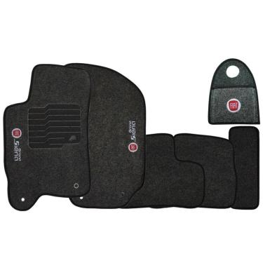 Imagem de Jogo Tapete Automotivo Carpete + Lixeira Grand Siena 2012 à 2018 Soft Logo Bordado Grafite 6 Peças