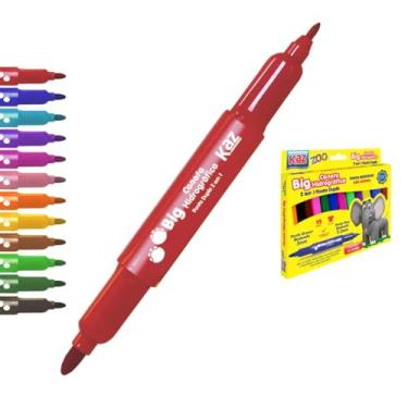 Imagem de Big Caneta Hidrográfica 2 em 1 Ponta Dupla Conjunto com 12 Cores Sortidas Reiste a Pressão sem Afundar Ponta Grossa e Ponta Fina