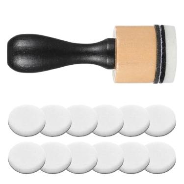 Imagem de Guduling 13 pincéis de mistura de tinta, ferramenta de mistura de tinta redonda de cabeça plana e 12 peças de reposição refil esponja abobadada almofadas de espuma materiais de arte para scrapbook