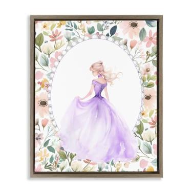 Imagem de Stupell Industries Arte de parede em tela flutuante marrom com borda roxa com borda de pérola, design de Christine Simpson Art, 78 x 63 cm