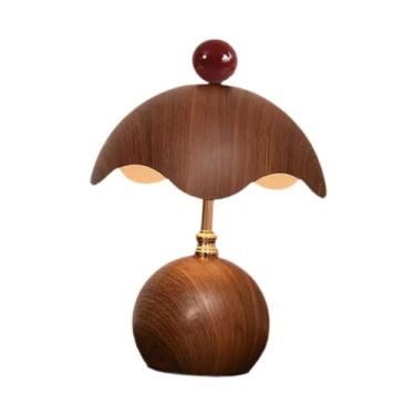 Imagem de Bothyi Abajur de Mesa em Formato de de Ovo, Luminária de Mesa LED Minimalista Estilo Nórdico, Luminária de Cabeceira para Restaurante, Escritório, Mesa, Padrão de madeira