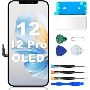 Imagem de MP+ Substituição de tela OLED para iPhone 12, [Face ID] Montagem digitalizador de tela sensível ao toque 3D com fita adesiva à prova d'água e kit de ferramentas de reparo