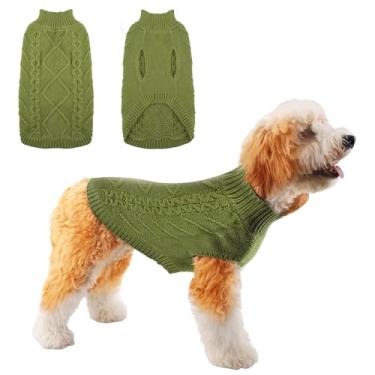 Imagem de TONY HOBY Suéter de cachorro pequeno de malha quente para cachorro, casaco de inverno para cachorrinhos, pulôver de clima frio, suéter clássico de tricô para cachorro, roupas grossas e quentes para