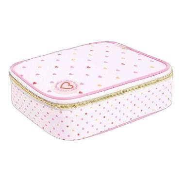 Imagem de Estojo Escolar Infantil Box Académie Coração Metalizado 8974 Rosa - Tilibra