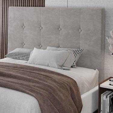 Imagem de Cabeceira Cama Box Casal King Size Luana 193cm Veludo Prata - Abmaza