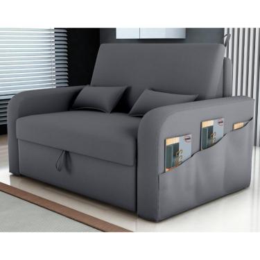 Imagem de Sofá Cama Com Baú Luka Veludo Cinza