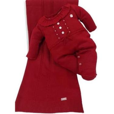 Imagem de Saída Maternidade Malha Tricô Bebê Menina Paraiso Luxo 13847-Feminino