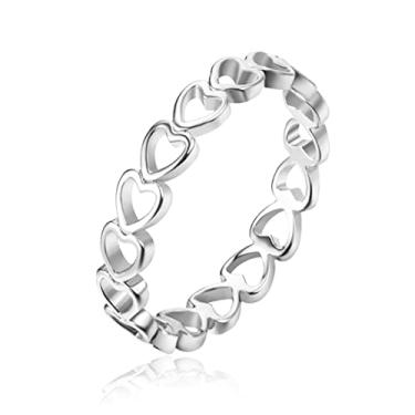 Imagem de THJEW Lindo anel delicado vazado, banhado a platina, joia para mulheres e meninas, Platina, Sem pedra preciosa
