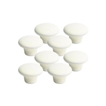 Imagem de 8 Puxadores em Cerâmica Liso Luxo Porcelana Armário 38mm (Off White - MPPON105)