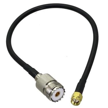 Imagem de 1 cabo RG58 UHF SO239 fêmea para plugue SMA macho conector adaptador reto 6 polegadas ~ 20 metros (10 m)