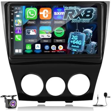 Imagem de [2+64] Rádio automotivo Volxcereo para Mazda RX8 RX-8 2003-2011, tela sensível ao toque Android estéreo de 9 polegadas com Carplay/Android Auto, GPS, WiFi, Bluetooth, SWC, FM/RDS, tela dividida