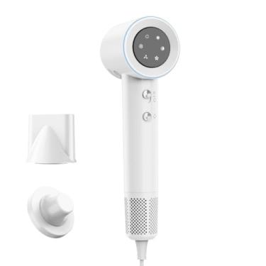 Imagem de Secador de Cabelo Profissional Alta Velocidade - Controle Inteligente de Temperatura, Visor LCD e 4 Modos de Ar(Branco 110V/127V)