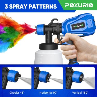 Imagem de POXURIO Pulverizador De Tinta, Pulverizador De Tinta Elétrico De 900 W Com 5 Bicos E 3 Padrões, Pistola De Pintura Hvlp De 1200 L Para Pintura De Casas, Móveis, Interiores De Casas, Carros, Cercas,