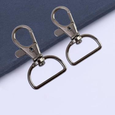 Imagem de 2 peças de mini fechos giratórios D anéis de liga metálica cordão de pressão ganchos de clipe para chaveiro, bolsa, chaveiro, joias, artesanato (prata)