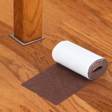 Imagem de Rolo de almofadas de feltro para móveis de 101 x 12 cm - almofadas autoadesivas para móveis para a maioria dos pisos, almofadas antiderrapantes para pernas de cadeira marrom