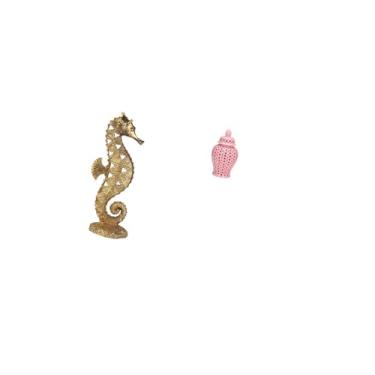 Imagem de Fenteer Escultura de Mesa de Resina Dourada, Ornamento para Escritório, Armário, Quarto, Sala de Estar, Lareira, com Tampa de Vaso de Cerâmica, Porcelana, Gen