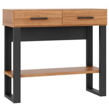 Imagem de Aparador Para Sala De Estar 2 Gavetas Lindy D03 Freijó Preto Fosco - Lyam Decor