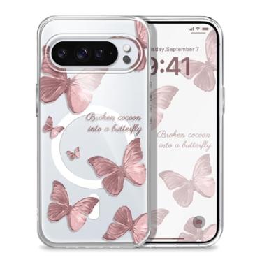 Imagem de Gencyfu Capa para Google Pixel 10 Pro XL, suporte para Magsafe, capa protetora magnética fina para celular Pixel 10 Pro XL 6,8 polegadas, borboleta