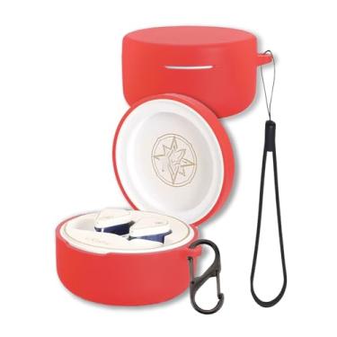 Imagem de Capa para fone de ouvido Moondrop Robin Honkai Star Rail, capa protetora de silicone macio FJIASTB com mosquetão e cordão, à prova de choque (vermelho)