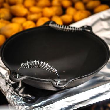 Imagem de Panela Mineira Wok Em Ferro Alça Espiral Tampa Vidro 36cm 6l