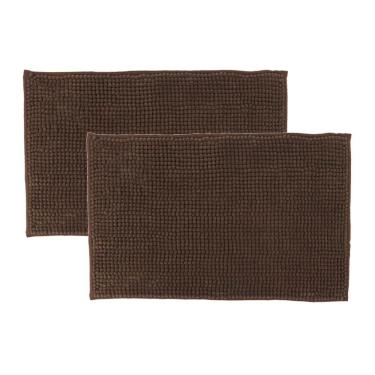 Imagem de Kit 2 Tapetes Banheiro Bolinha Antiderrapante Marrom 58x38cm