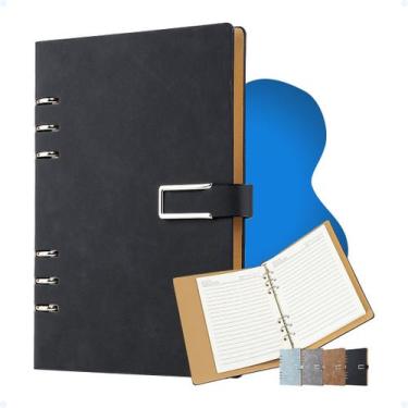 Imagem de Caderno Fichário Capa Couro PU Caderneta Executiva Com Fecho - Hxt, Pr