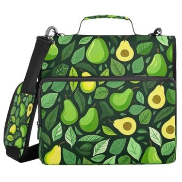 Imagem de ATTX Fichário pequeno com zíper em fatias de abacate com alça acolchoada ajustável – bolsa para fichário com capacidade para 500 folhas com organizador de vários bolsos, serve para laptop de 12