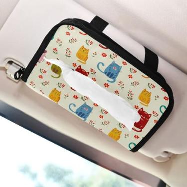 Imagem de SEHANY Porta-lenços de carro de gato fofo, caixa de lenços de papel de carro, suporte de guardanapo retangular dispensador de máscara de carro caixa de lenços de veículo para automóvel universal