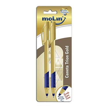 Imagem de Molin Caneta Trion Grip Gold - 1,0mm - Tinta Azul - Blister com 2 Unidades