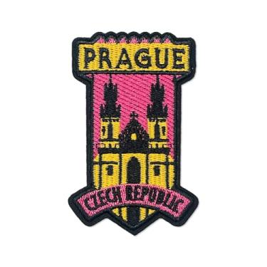 Imagem de FANCIBAND Remendo de ferro em Praga - Remendos de ferro para costurar/costurar para roupas, adesivos bordados de viagem para mochilas, jaquetas, jeans, chapéus de caminhoneiro, bolsas e camisas