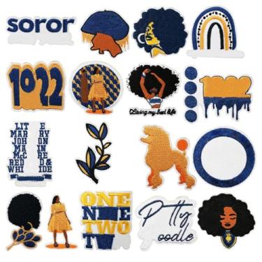 Imagem de 18 peças de adesivos bordados Sigma Rho Gamma Sorority; Aplique de passar a ferro/costurar para roupas, aplique personalizado para chapéus, jaquetas, jeans, mochilas, vestidos, bolsas, sapatos, roupas