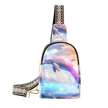 Imagem de CEBUGI Bolsa tiracolo feminina Dolphin pequena de couro, pochete transversal para trilhas, viagens ao ar livre