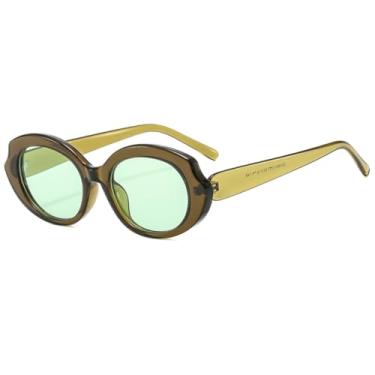 Imagem de HCHES Óculos de Sol Retrô Oval Feminino Masculino UV400 Luxo (6)