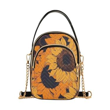 Imagem de CEBUGI Bolsa tiracolo feminina clutch para telefone girassóis elegante bolsa de ombro com alça de corrente removível