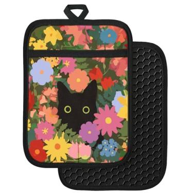 Imagem de Slohif Conjunto de 2 suportes de panela 100% algodão – Almofadas quentes de forno resistentes ao calor para cozinha, cozinha, cozinha, cozinha, micro-ondas, churrasco