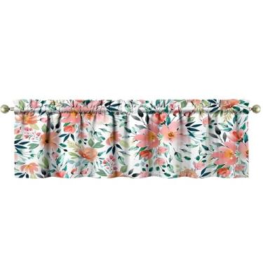 Imagem de mvhsuoem 1 peça de cortinas de cozinha flores para janelas de cozinha cortinas de arte de fazenda decoração sobre pia 46 x 137 cm