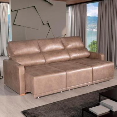 Imagem de Sofá 4 Lugares 2,50m Retrátil e Reclinável Lyon Bom Pastor, Castor Vel