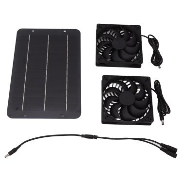 Imagem de GLOGLOW Kit de Ventilador de Painel Solar, Ventiladores Duplos Movidos a Energia Solar de 10 W para Eletrodomésticos de Resfriamento de Estufa e Galinheiro
