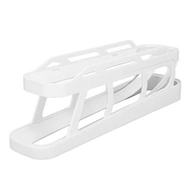 Imagem de Alomejor Suporte de Ovo para Geladeira, Suporte de Ovo de Geladeira Automático de 2 Camadas, Organizador de Plástico que Economiza Espaço para Bancada de Porta de Geladeira, Capacidade de (Branco)