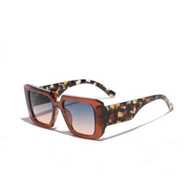 Imagem de JRLLFD Óculos de sol retangulares para mulheres, lentes degradê da moda, armação grande masculina (4)