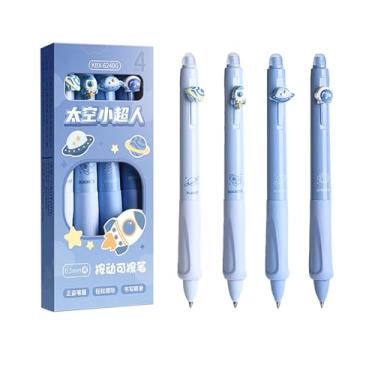 Imagem de YYaaloa 4 canetas de gel retráteis apagáveis fofas de ponta fina 0,5 mm tintas azuis fazem com que os erros desapareçam para planejador de escrita e palavras cruzadas (azul, azul)