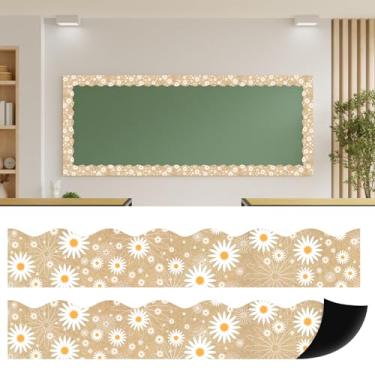 Imagem de 12 peças de borda magnética para quadro de avisos, bordas magnéticas de linho de 30 x 5 cm para adornos, festas, atividades em sala de aula