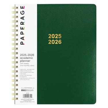 Imagem de PAPERAGE Agenda acadêmica de 17 meses 2025-2026, pacotes semanais e mensais, agosto de 2025 a dezembro de 2026, grande (21,6 cm x 28 cm), verde escuro
