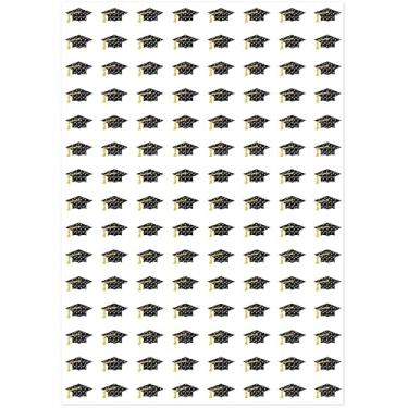 Imagem de Whaline 1200 peças mini adesivos holográficos autoadesivos de boné de diploma preto adesivos brilhantes para parabéns graduação artesanato scrapbook envelope recompensa, 10 folhas