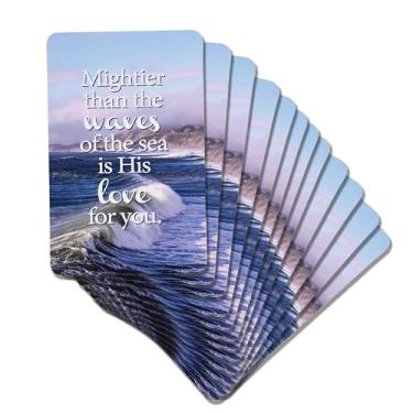 Imagem de Dicksons Marcador de livro cristão inspirador para livros, estudo bíblico, diários 6 x 10 cm, cartolina mais poderosa do que as ondas, pacote com 12