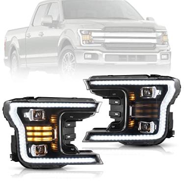 Imagem de VLAND Faróis adequados para Ford F150 2018-2020 (não adequado para Raptor), luzes frontais com seta DRL, plug-and-play, transparente