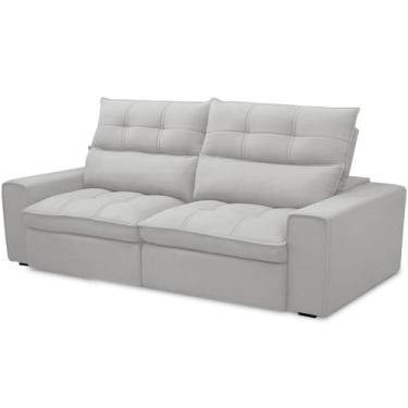 Imagem de Sofá Retrátil Reclinável Para Sala de Estar Living 210cm Dimas F04 Bouclê Cinza - Lyam Decor